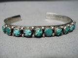 Spectacular Vintage Native American Zuni Cerrillos Turquoise Sterling Silver Bracelet Old-Nativo Arts
