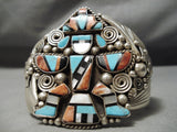 One Of Biggest Best Vintage Native American Navajo Turquoise Kachina Sterling Silver Bracelet-Nativo Arts