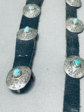 Remarkable Vintage Native American Navajo Signed Kingman Turquoise Sterling Silver Concho Belt-Nativo Arts