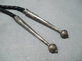 One Of A Kind Vintage Native American Navajo Dangling Turquoise Sterling Silver Bolo Tie-Nativo Arts