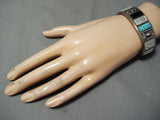 Native American Very Rare Vintage Navajo Carico Lake Turquoise Sterling Silver Bracelet-Nativo Arts