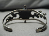 Native American One Of Best Vintage Mexican Gaspeite Sterling Silver Bracelet Old-Nativo Arts