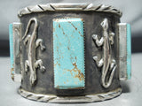 Awesome San Felipe Native American 8 Turquoise Sterling Silver Gekkos Bracelet-Nativo Arts