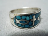 Christian Cross Vintage Native American Navajo Turquoise Sterling Silver Fish Ring Old-Nativo Arts