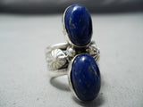 Fantastic Navajo Lapis Sterling Silver Ring Native American-Nativo Arts