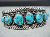 Important Henry Roanhorse Vintage Native American Navajo Turquoise Sterling Silver Bracelet-Nativo Arts