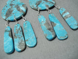 Striking Santo Domingo Turquoise Sterling Silver Earrings Native American-Nativo Arts