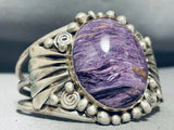 Important Adakai Vintage Native American Navajo Charoite Sterling Silver Bracelet-Nativo Arts