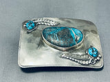 101 Grams Rare Vintage Native American Navajo 3 Kingman Turquoise Sterling Silver Huge Buckle-Nativo Arts
