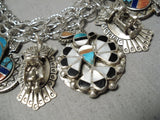 Detailed Intricate!! Vintage Native American Navajo Turquoise Sterling Silver Bracelet-Nativo Arts