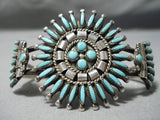 Turquoise Sun Vintage Zuni Native American Sterling Silver Bracelet Old-Nativo Arts