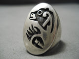 Huge Vintage Hopi Native American Sterling Silver Bear Ring-Nativo Arts