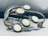 Unbelievable Vintage Native American Navajo Mother Of Pearl Sterling Silver Bracelet-Nativo Arts