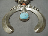 One Of Best Vintage Native American Navajo Tubule Sterling Silver Turquoise Coral Necklace-Nativo Arts