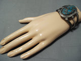 Authentic Vintage Native American Navajo Rare Turquoise Sterling Silver Bracelet Old-Nativo Arts