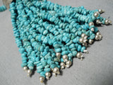 Museum Vintage Native American Navajo Huge Drum Sterling Silver Bead Turquoise Necklace-Nativo Arts