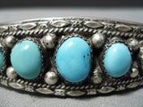Excellent Vintage Navajo Turquoise Sterling Silver Bracelet Old Native American-Nativo Arts