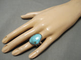 Thick And Heavy!! Vintage Native American Navajo Carico Lake Turquoise Sterling Silver Ring-Nativo Arts