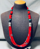 Coral Singer Native American Navajo Turquoise Sterling Silver Gold Necklace-Nativo Arts