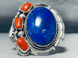 One Of The Biggest Most Unique Native American Navajo Lapis Coral Sterling Silver Bracelet-Nativo Arts