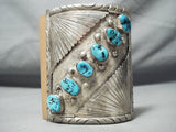 Magnificent Vintage Native American Navajo Sleeping Beauty Turquoise Sterling Silver Bowguard-Nativo Arts