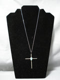 Graceful Vintage Native American Navajo Royston Turquoise Sterling Silver Cross Necklace Old-Nativo Arts