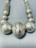 Very Rare Long Tubule Hand Tooled Vintage Native American Navajo Sterling Silver Necklace-Nativo Arts