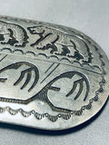 Stunning Vintage Native American Navajo Sterling Silver 2 Bears Huge Buckle-Nativo Arts