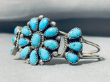 Flower Turquoise Cluster Vintage Native American Navajo Sterling Silver Bracelet-Nativo Arts