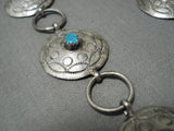 Amazing Vintage Native American Navajo Nel Joe Sterling Silver Turquoise Concho Belt Old-Nativo Arts