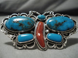 Huge And Heavy!! Vintage Native American Navajo Morenci Turquoise Sterling Silver Ring-Nativo Arts