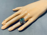 Dramatic Native American Navajo Frogskin Turquoise Sterling Silver Ring-Nativo Arts