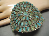 Huge Ray Tafoya Modernistic Native American Navajo Turquoise Sterling Silver Bracelet Cuff-Nativo Arts