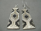 Important Native American Navajo Rug Design Sterling Silver Dan Jackosn Earrings-Nativo Arts