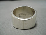 Important Vintage Native American Navajo Tommy Jackson Turquoise Inlay Sterling Silver Ring-Nativo Arts