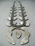 456 Grams Big Vintage Native American Navajo Turquoise Sterling Silver Squash Blossom Necklace-Nativo Arts