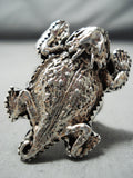 Detailed Huge Native American Navajo Sterling Silver Toad Ring-Nativo Arts