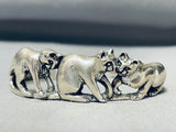 Very Unique Cat Family Vintage Native American Navajo Sterling Silver Bracelet-Nativo Arts