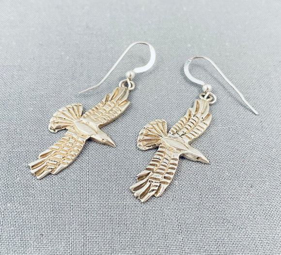 Noteworth Ange Miller Native American Navajo Sterling Silver Eagle Earrings-Nativo Arts
