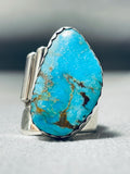 Fantastic Vintage Native American Navajo Old Kingman Turquoise Sterling Silver Ring-Nativo Arts