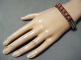 Sara Sandoval Navajo Native American Coral Sterling Silver Bracelet-Nativo Arts