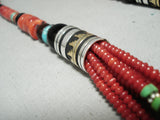 Singer Chunky Coral Native American Navajo Sterling Silver Turquoise Necklace-Nativo Arts