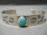 Marvelous Vintage Native American Navajo Sky Blue Turquoise Sterling Silver Bracelet Old-Nativo Arts