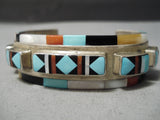 One Of The Best Vintage Native American Zuni Turquoise Side Inlay Sterling Silver Bracelet-Nativo Arts
