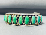 Drop Dead Gorgeous Vintage Native American Navajo Green Turquoise Sterling Silver Bracelet-Nativo Arts