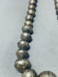 Aged Over Time Vintage Native American Navajo Sterling Silver Huge Pillow Bead Necklace-Nativo Arts