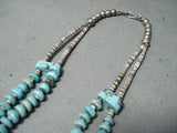 Incomparable Vintage Native American Navajo Turquoise Heishi Sterling Silver Necklace-Nativo Arts