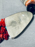 Rare Singer 32 Inches Long Native American Navajo Coral Sterling Silver Necklace-Nativo Arts