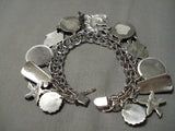 Wonderful Vintage Native American Navajo Zuni Turquoise Mexican Sterling Silver Charm Bracelet-Nativo Arts