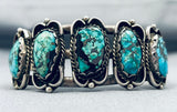 Amazing Vintage Native American Navajo Pilot Mountain Turquoise Sterling Silver Bracelet-Nativo Arts